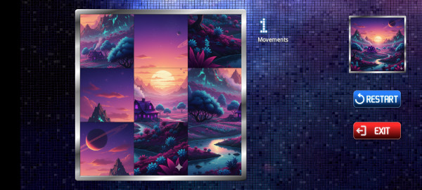 Quebra-cabeça 3x3 com 1 movimento realizado.